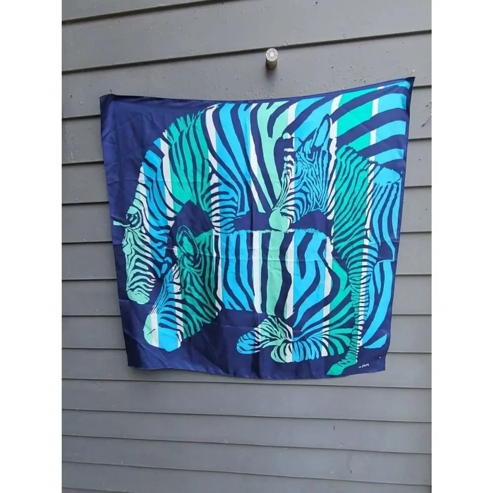 Vers Silk Blue Zebra Scarf